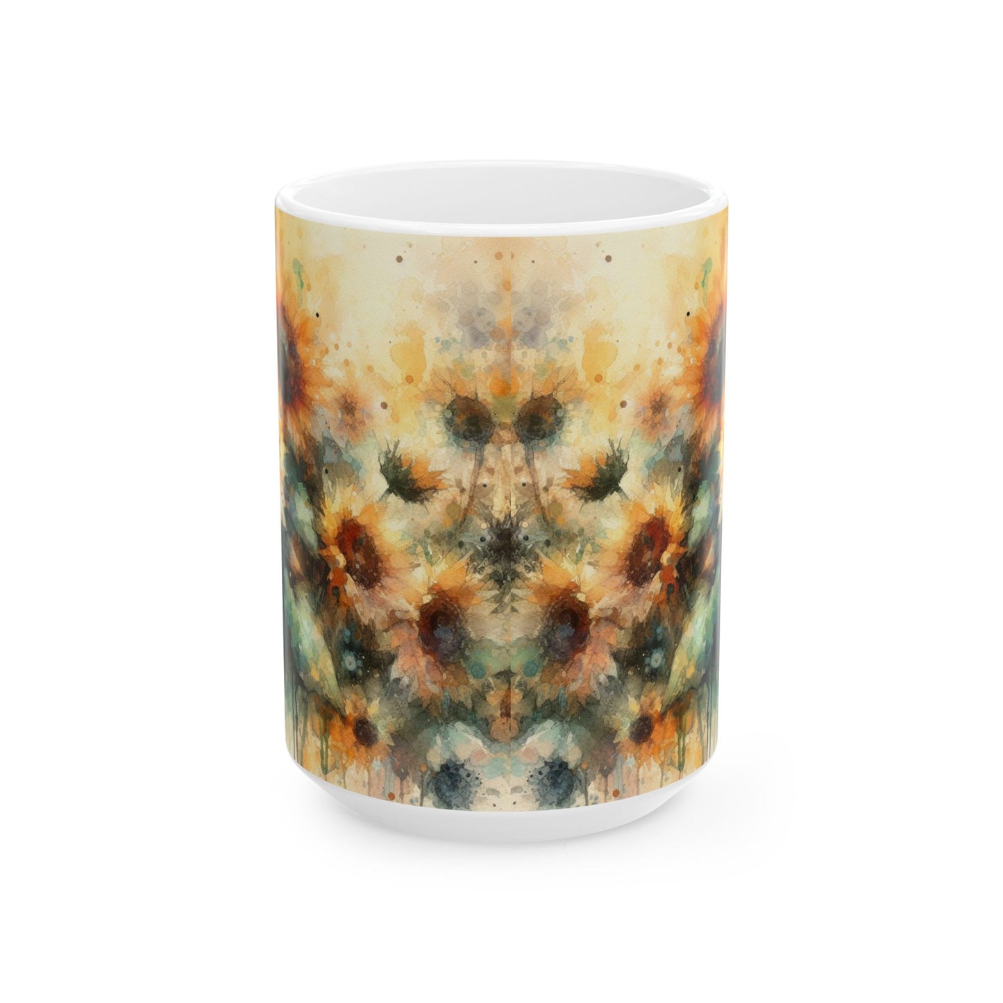 Watercolor Sunflower Mug | Artistic Floral Coffee Cup 11oz & 15oz - WhimSpin - https://whimspin.com