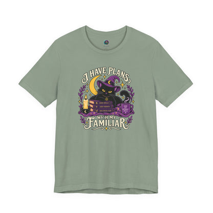 I Have Plans With My Familiar T-Shirt - Funny Witchy Introvert Cat Tee