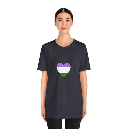 Genderqueer Flag Heart T-Shirt – Unisex LGBTQ+ Graphic Tee
