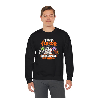 Tiny Terror Management Team Sweatshirt – Funny Halloween Parent Crewneck
