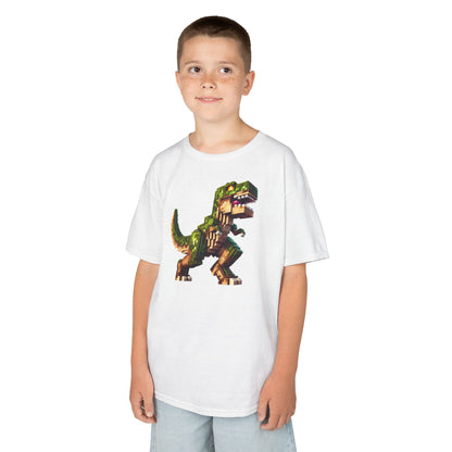 Pixel Dinosaur Kids T-Shirt – Retro Pixel T-Rex Gamer Tee