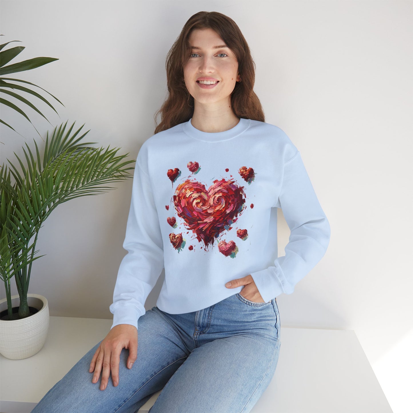 Impressionistic Heart Sweatshirt – Painterly Valentine's Day Art Pullover