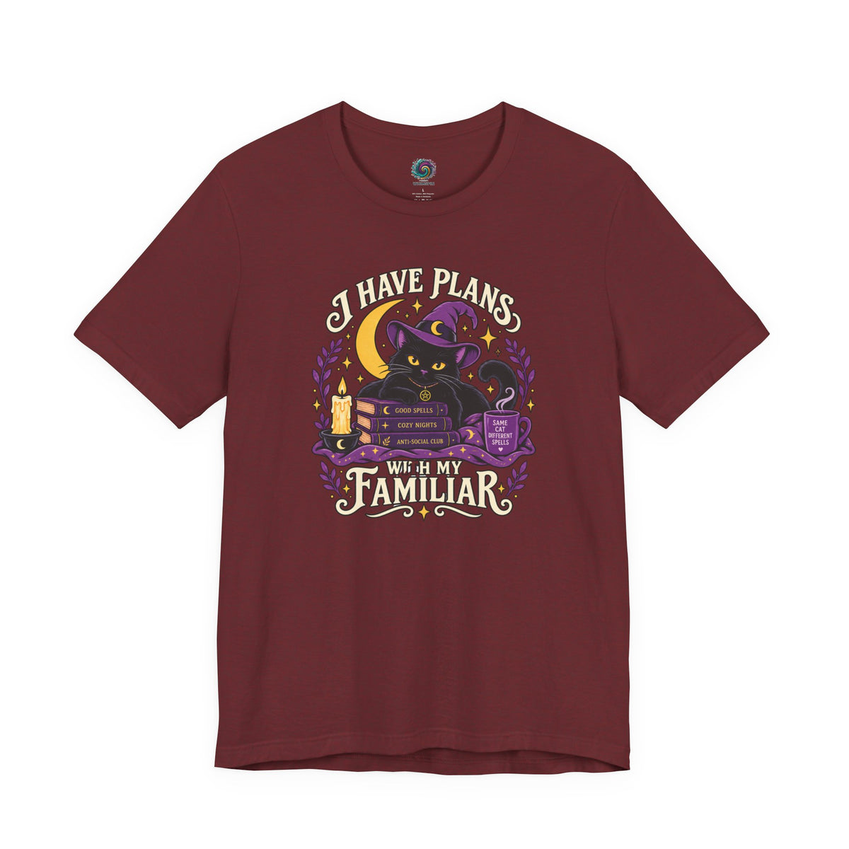 I Have Plans With My Familiar T-Shirt - Funny Witchy Introvert Cat Tee