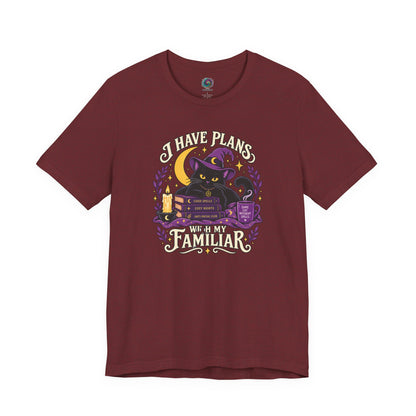 I Have Plans With My Familiar T-Shirt - Funny Witchy Introvert Cat Tee