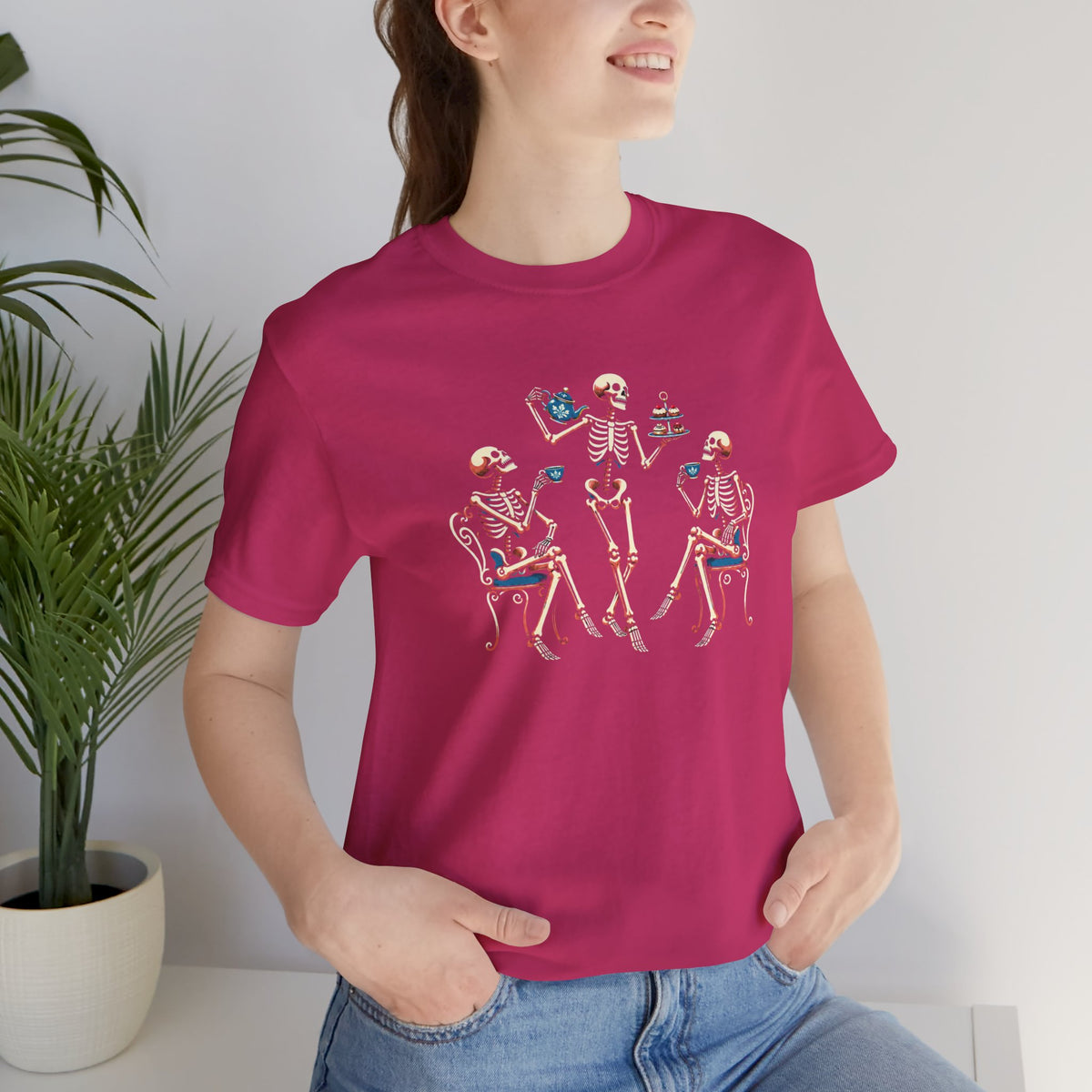 Skeleton Tea Party T-Shirt – Vintage Halloween Skeleton Tee