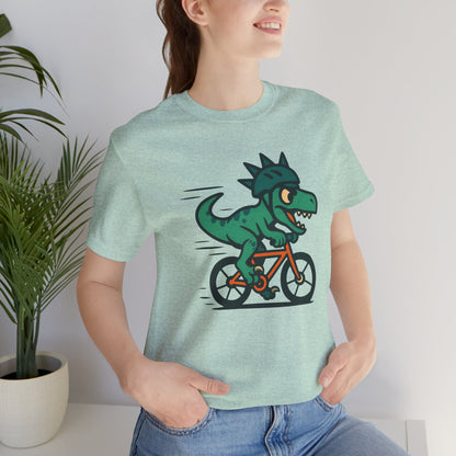 Velociraptor on a Bike T-Shirt – Funny Dino Velo Tee