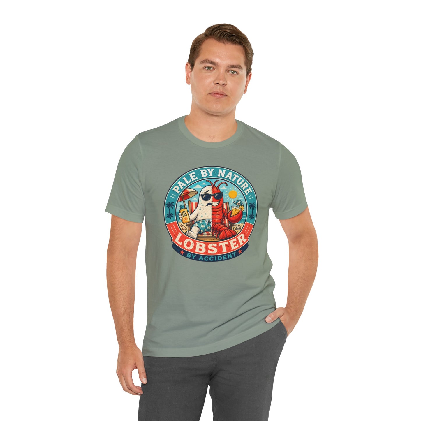 Pale by Nature Lobster by Accident T-Shirt – Funny Sunburn Summer Graphic Tee