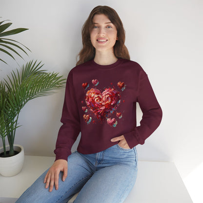Impressionistic Heart Sweatshirt – Painterly Valentine's Day Art Pullover