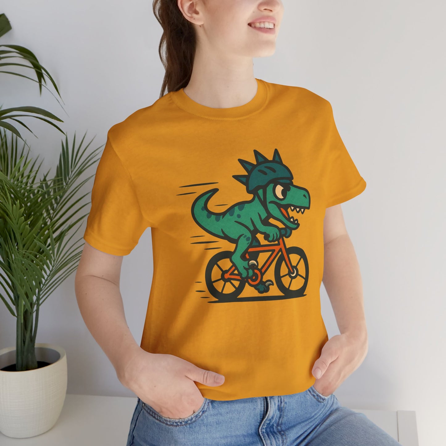 Velociraptor on a Bike T-Shirt – Funny Dino Velo Tee