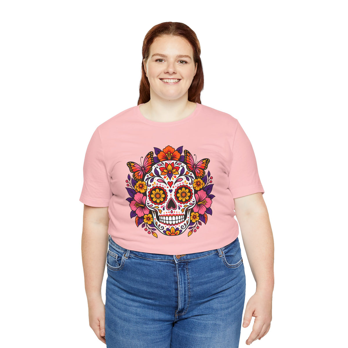Floral Sugar Skull T-Shirt – Colorful Día de los Muertos Inspired Tee