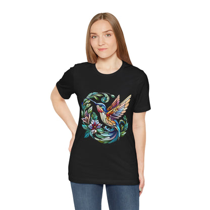 Stained Glass Hummingbird Tee – Vibrant Nature Shirt - WhimSpin - https://whimspin.com