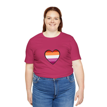 Lesbian Flag Heart T-Shirt – Bold LGBTQ+ Graphic Tee