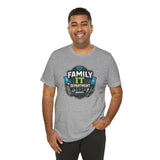 Heather gray graphic IT department T-shirt with crew neck and short sleeves