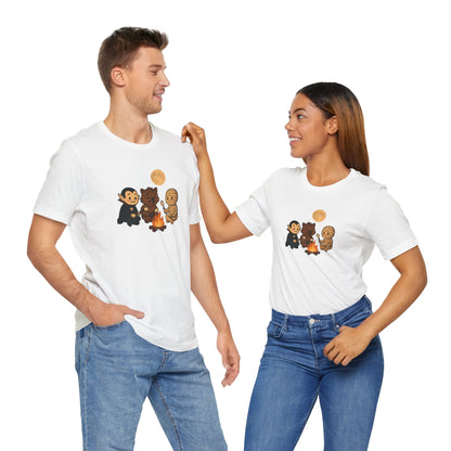 Halloween Monsters Campfire T-Shirt – Cute Monster Shirt with Roasting Marshmallows