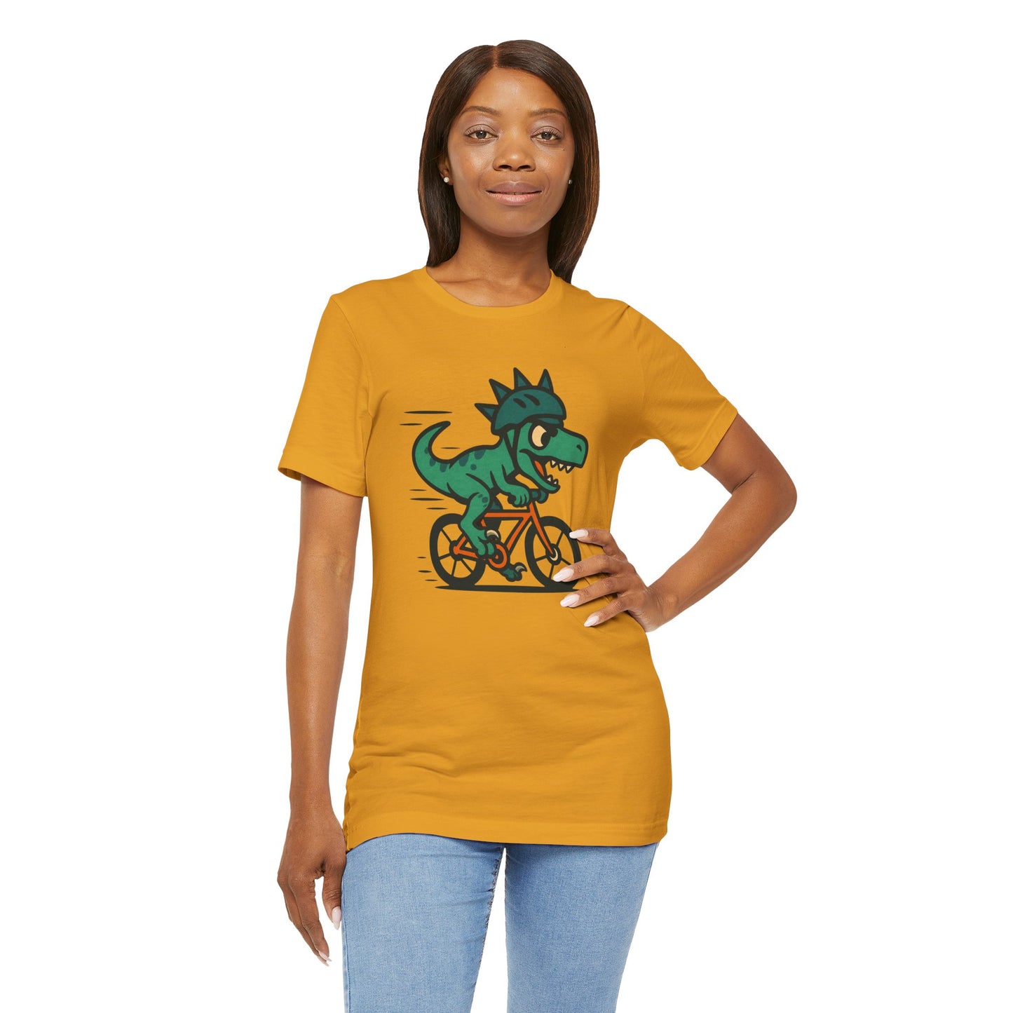 Velociraptor on a Bike T-Shirt – Funny Dino Velo Tee