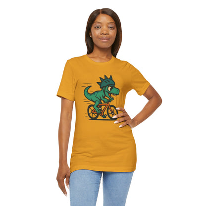 Velociraptor on a Bike T-Shirt – Funny Dino Velo Tee