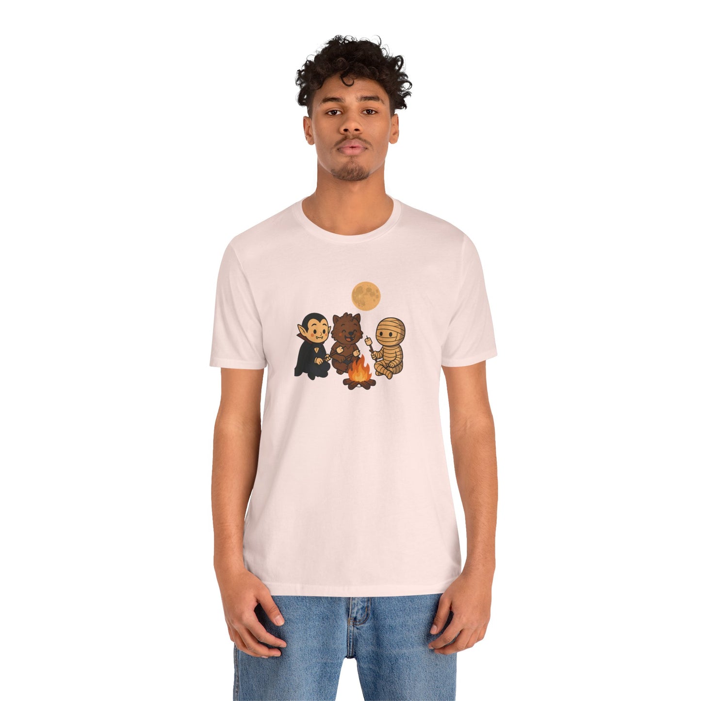 Halloween Monsters Campfire T-Shirt – Cute Monster Shirt with Roasting Marshmallows