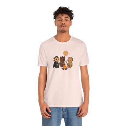 Halloween Monsters Campfire T-Shirt – Cute Monster Shirt with Roasting Marshmallows