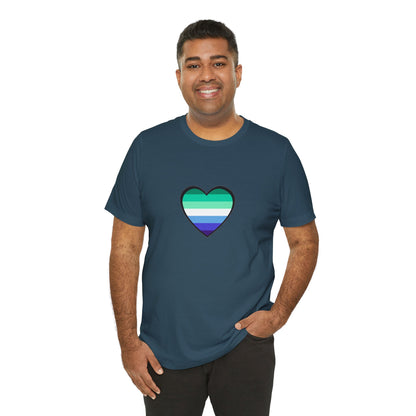 Gay Men’s Pride Flag Heart T-Shirt – LGBTQ+ Flag Design on Unisex Tee