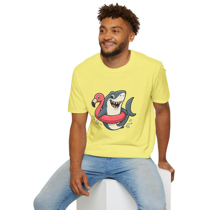 Shark & Flamingo Floatie T-Shirt – Funny Beach & Pool Day Tee