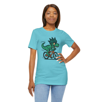 Velociraptor on a Bike T-Shirt – Funny Dino Velo Tee