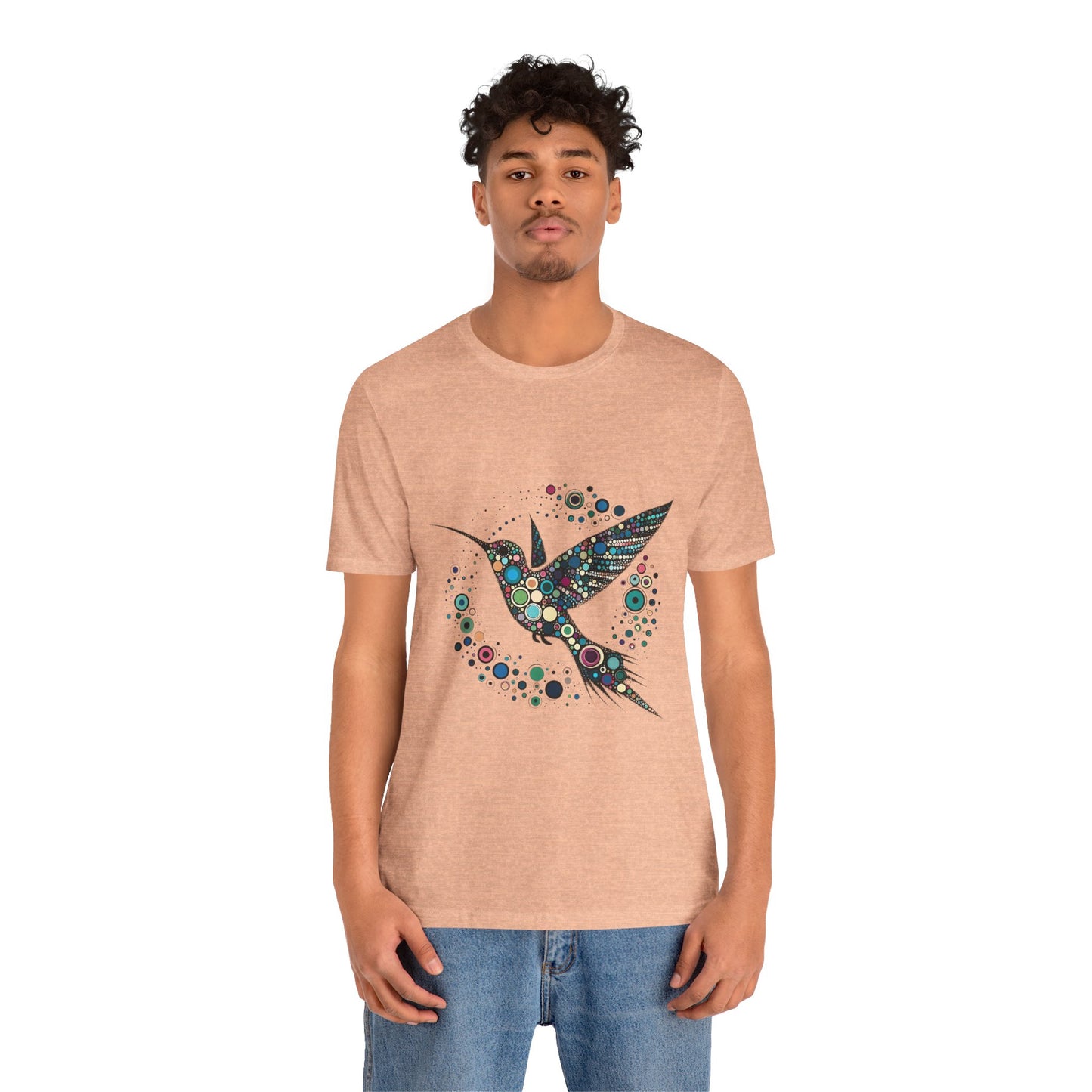 Hummingbird Dot Art T-Shirt – Colorful Nature-Inspired Graphic Tee