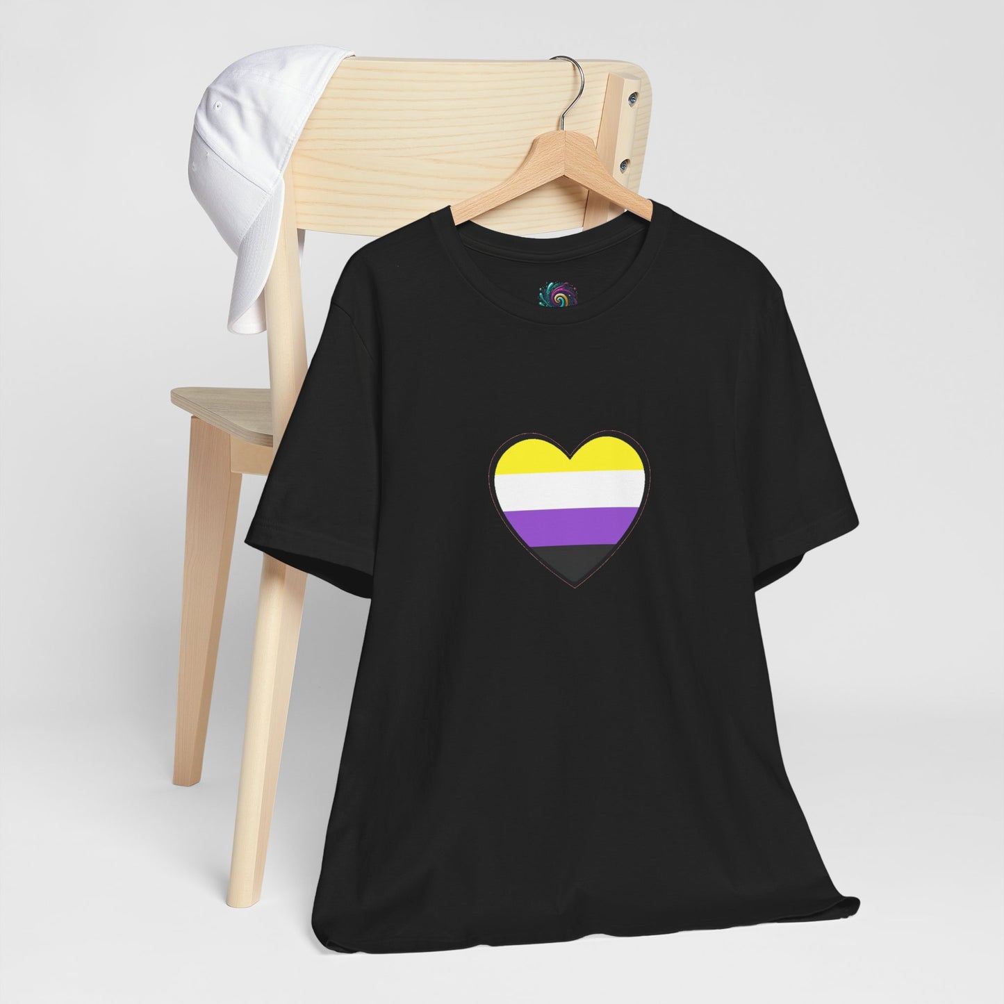 Nonbinary Pride Flag Heart T-Shirt – Unisex LGBTQ+ Graphic Tee