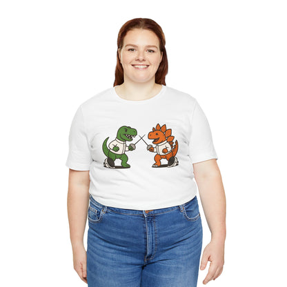 Dinosaur Fencing T-Shirt – T-Rex vs Stegosaurus Tee