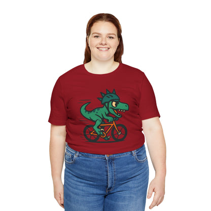 Velociraptor on a Bike T-Shirt – Funny Dino Velo Tee