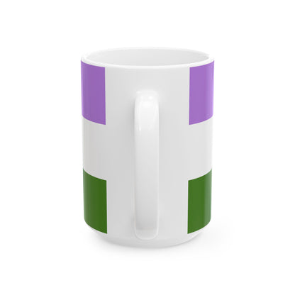 Genderqueer Pride Flag Cup – Lavender, White & Green LGBTQ+ Ceramic Mug