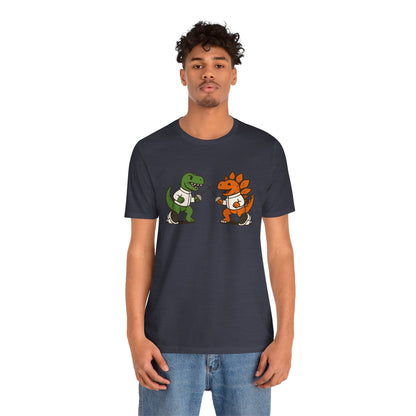 Dinosaur Fencing T-Shirt – T-Rex vs Stegosaurus Tee