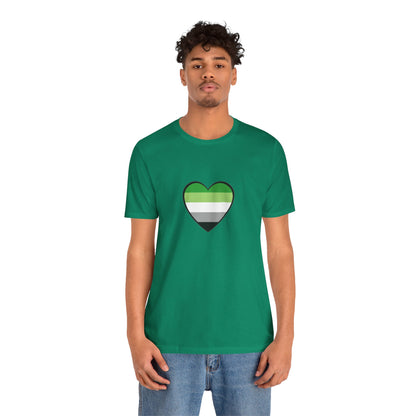 Aromantic Pride Heart T-Shirt – Minimalist Aro Flag LGBTQIA+ Tee