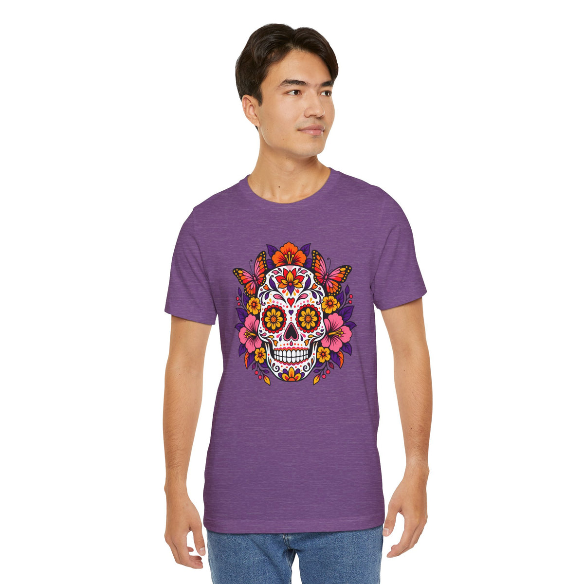 Floral Sugar Skull T-Shirt – Colorful Día de los Muertos Inspired Tee