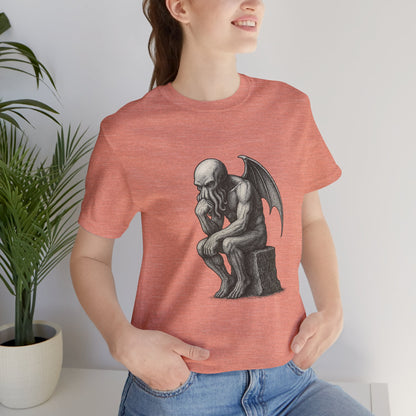 Cthulhu The Thinker Tee – Lovecraftian Parody Shirt