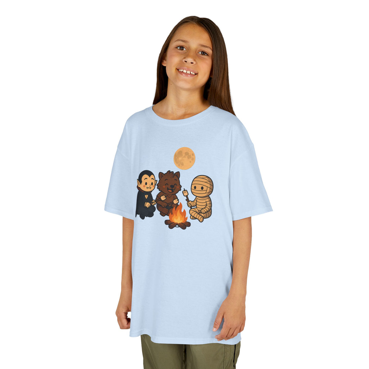Kids Halloween Monsters Campfire T-Shirt – Cute Spooky Tee