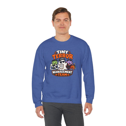 Tiny Terror Management Team Sweatshirt – Funny Halloween Parent Crewneck