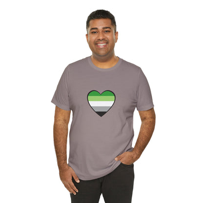 Aromantic Pride Heart T-Shirt – Minimalist Aro Flag LGBTQIA+ Tee