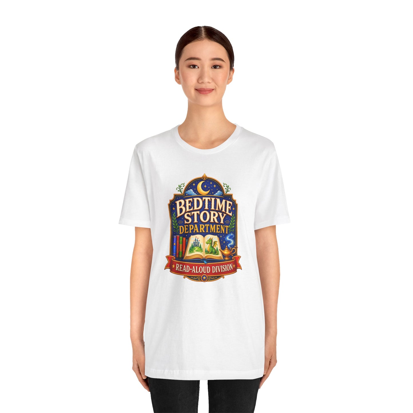 Bedtime Story Department T-Shirt – Read-Aloud Parent Tee