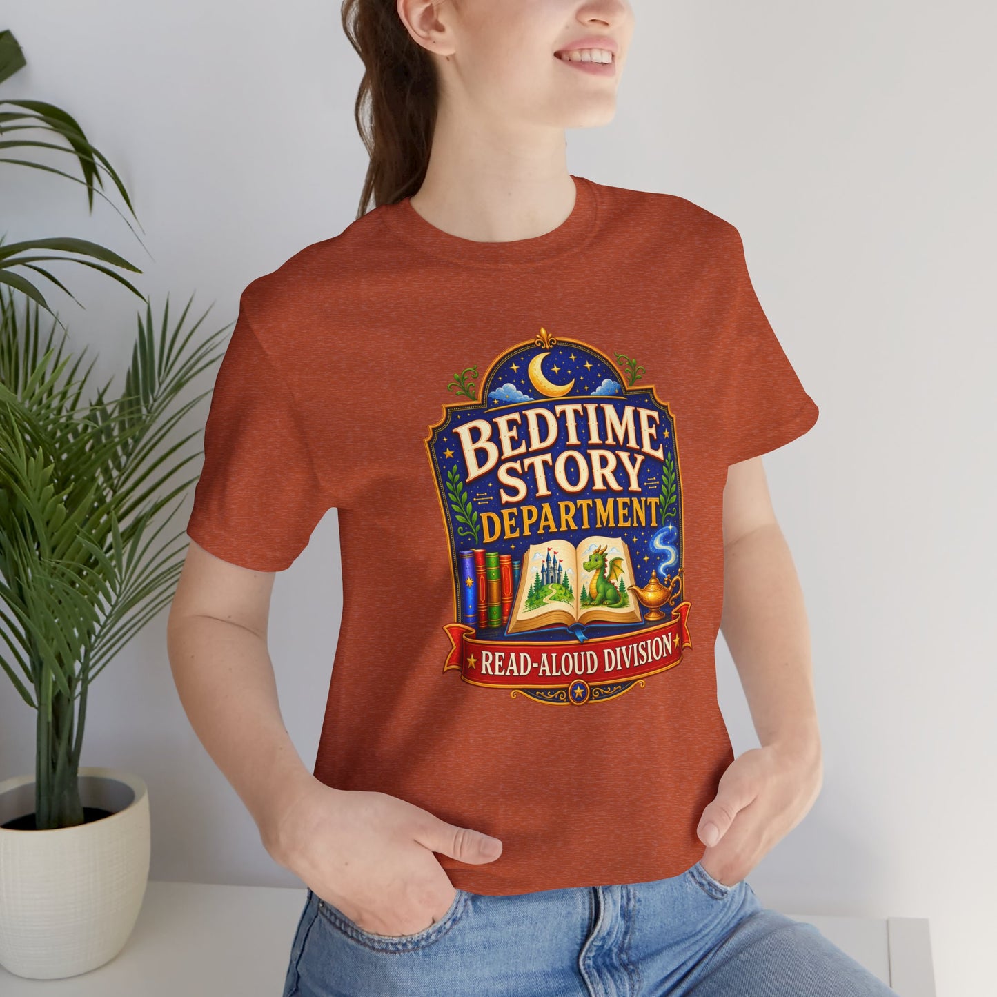 Bedtime Story Department T-Shirt – Read-Aloud Parent Tee