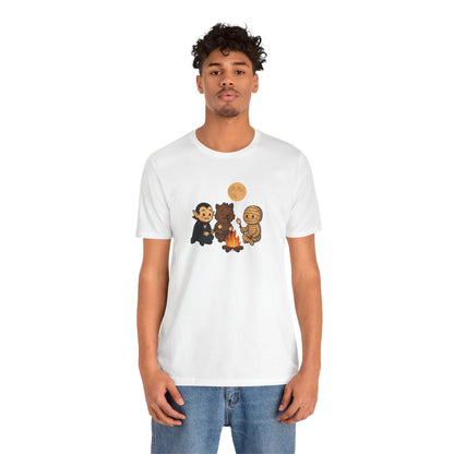 Halloween Monsters Campfire T-Shirt – Cute Monster Shirt with Roasting Marshmallows