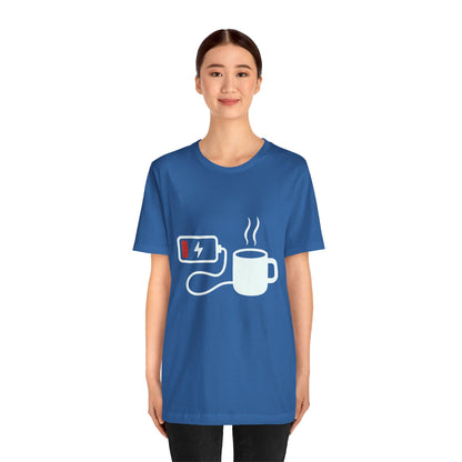 Low Battery Need Coffee Tee – Funny Caffeine Graphic T-Shirt