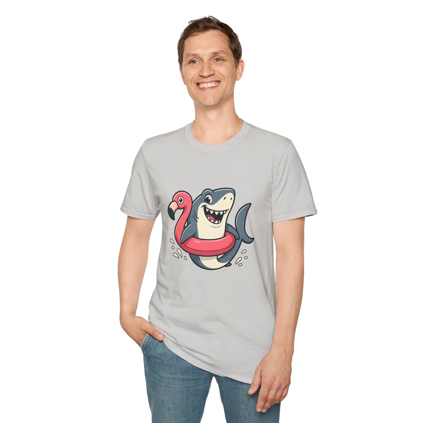 Shark & Flamingo Floatie T-Shirt – Funny Beach & Pool Day Tee