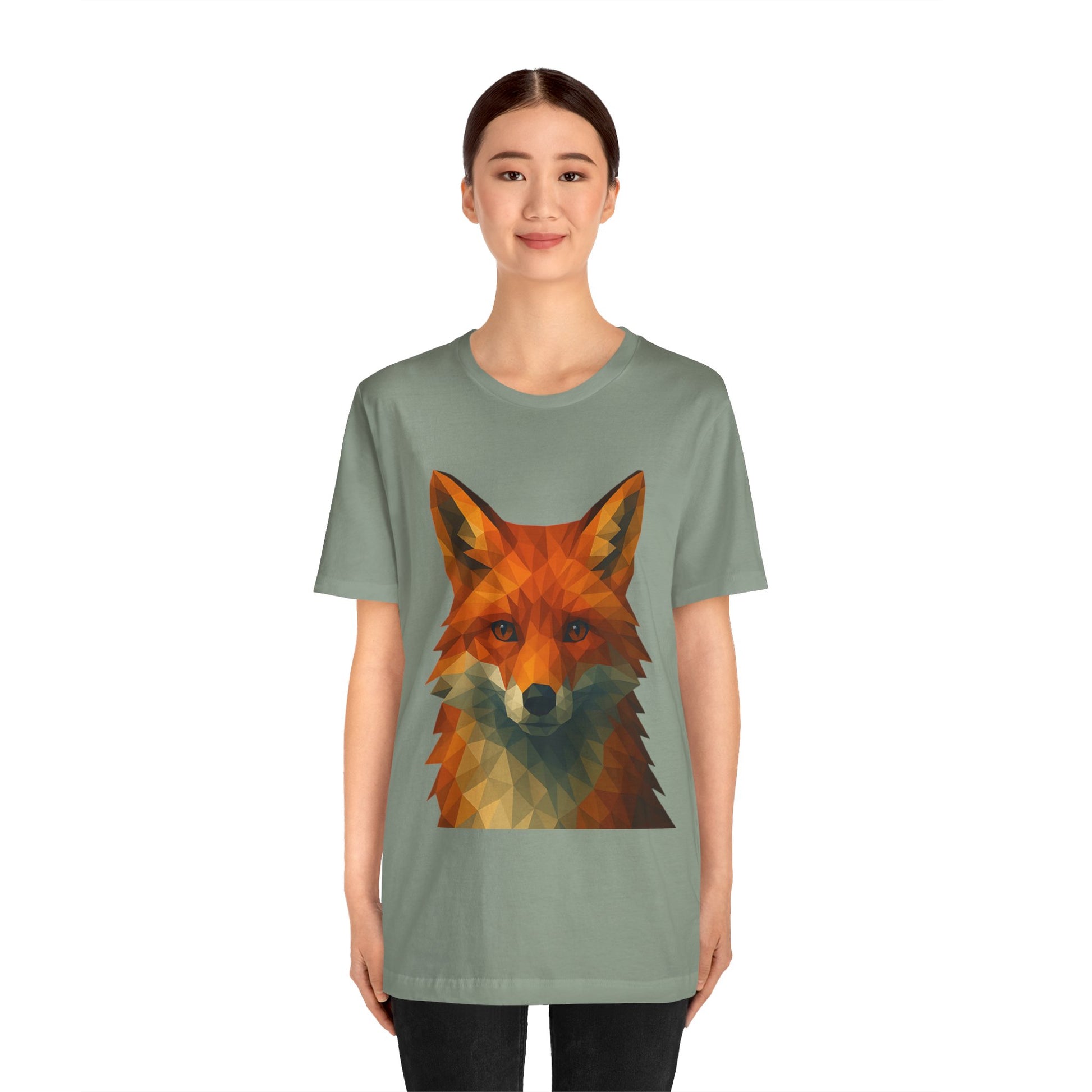 Geometric Fox T-Shirt – Polygon Animal Tee with Nature Vibes - WhimSpin - https://whimspin.com
