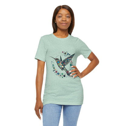 Hummingbird Dot Art T-Shirt – Colorful Nature-Inspired Graphic Tee