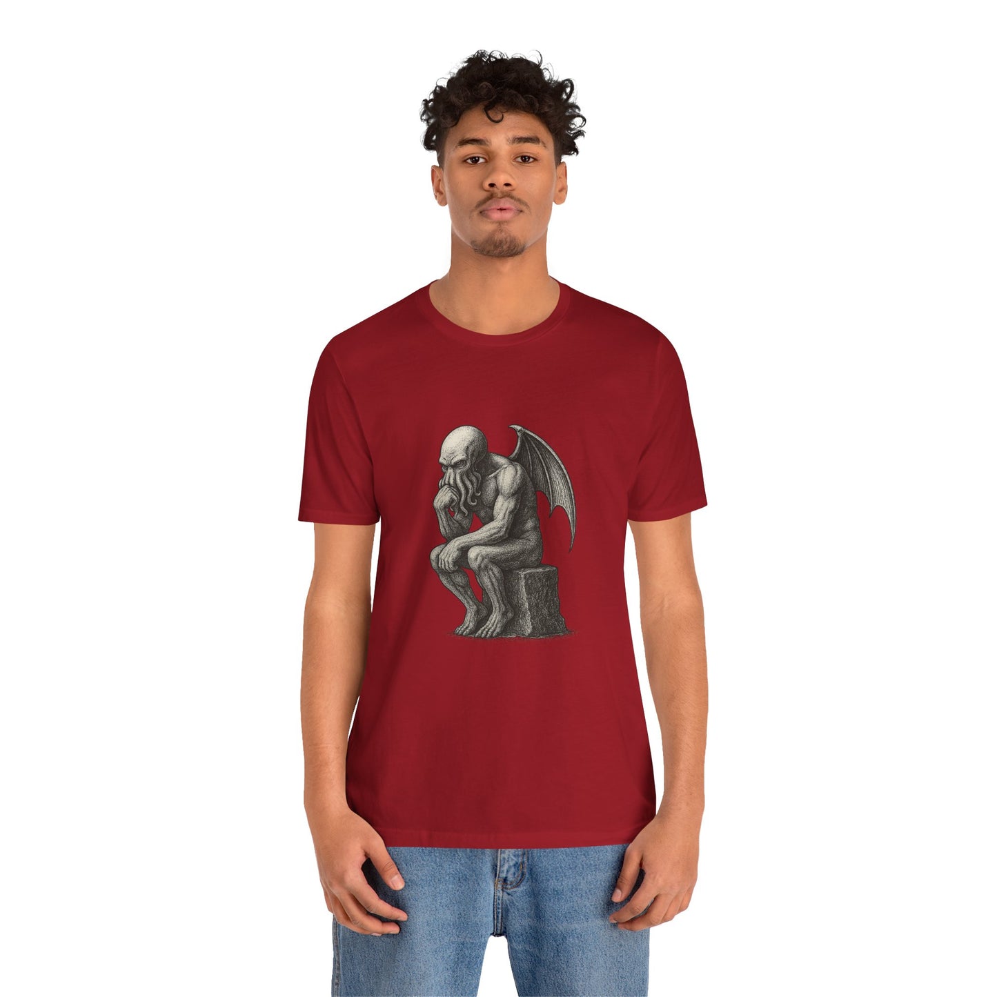 Cthulhu The Thinker Tee – Lovecraftian Parody Shirt