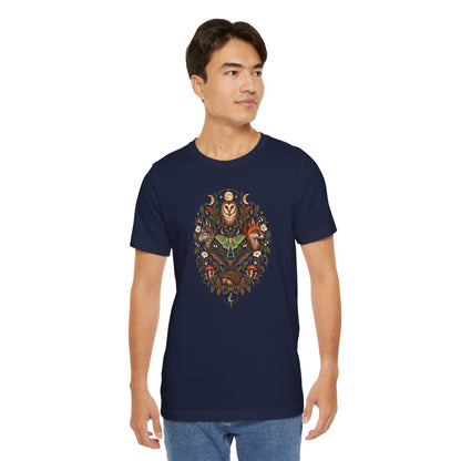 Nocturnal Woodland Animals T-Shirt – Moonlit Nature Tee