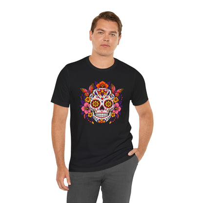 Floral Sugar Skull T-Shirt – Colorful Día de los Muertos Inspired Tee