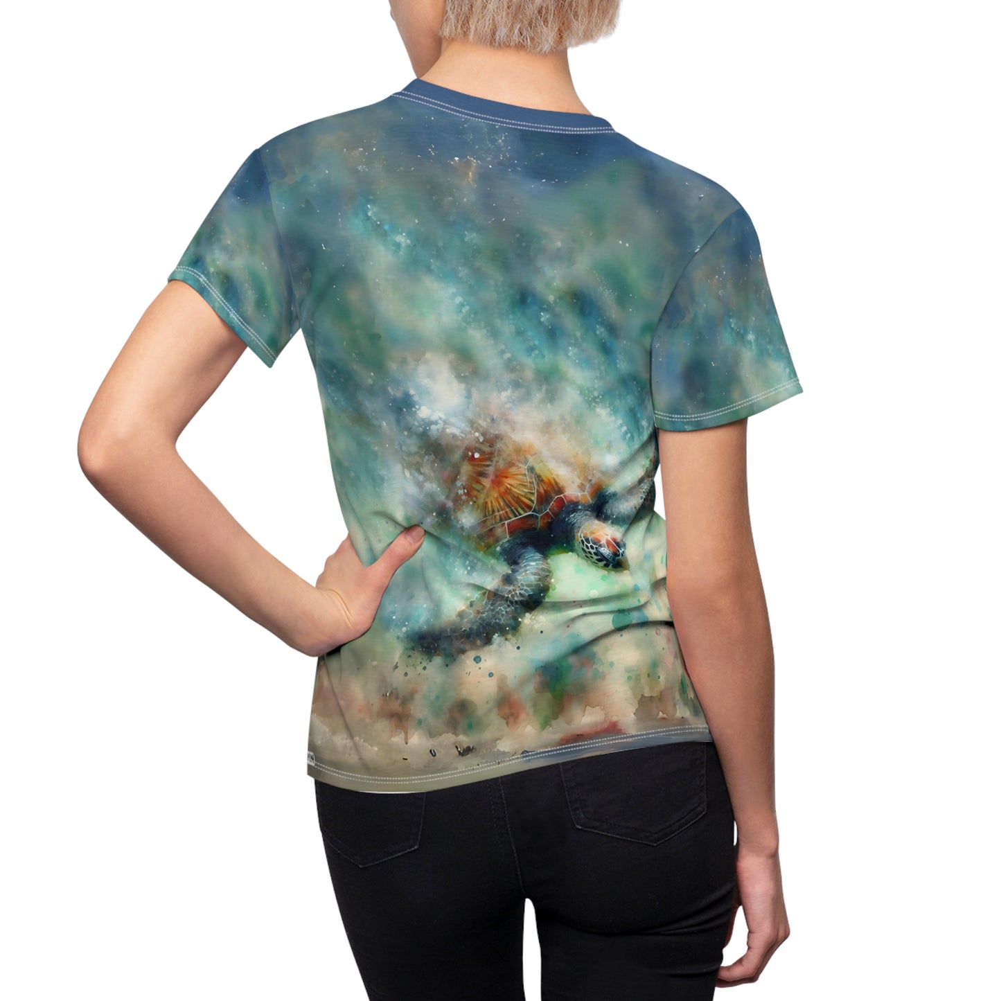 Watercolor Sea Turtle T-Shirt – Women’s Ocean-Inspired Graphic Tee