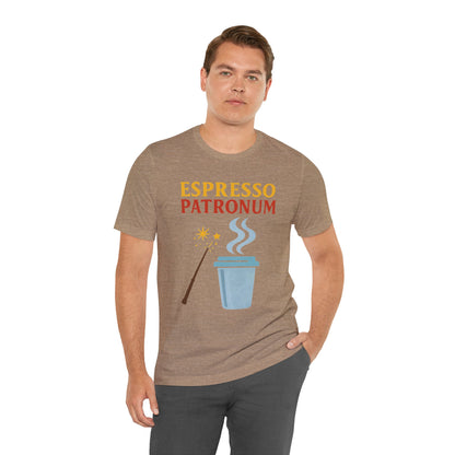 Espresso Patronum T-Shirt – Funny Coffee & Wizard Parody Tee