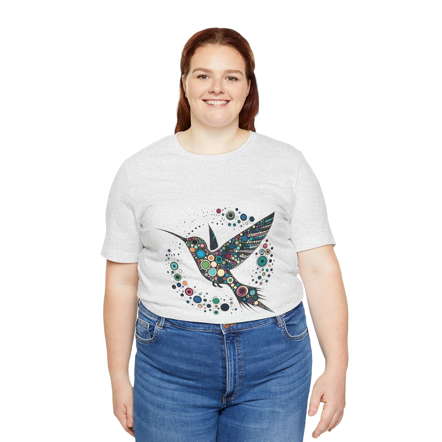 Hummingbird Dot Art T-Shirt – Colorful Nature-Inspired Graphic Tee